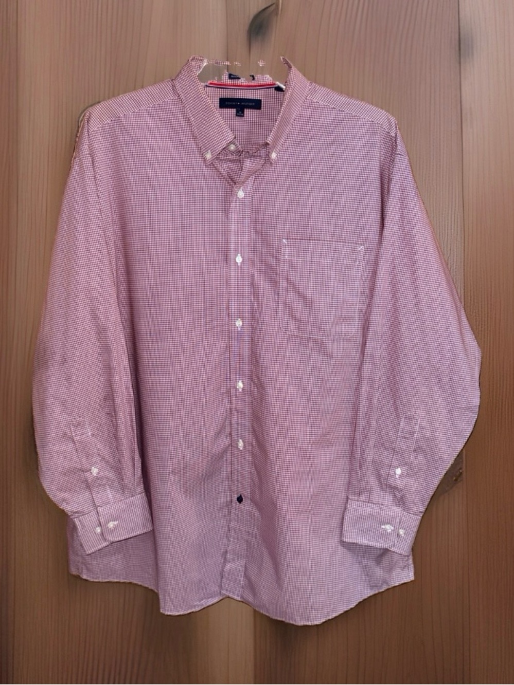 Tommy Hilfiger Red Micro-Check Button-Down Shirt-18/34-35-EC